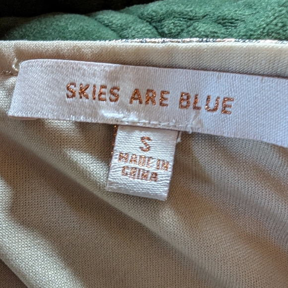 Skies Are Blue Gold Ruffled Wrap Mini Dress Women's Size Small - Picture 16 of 16